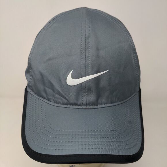 Nike Dri Fit Featherlight Men's Strapback Hat Gray OSFM Embroidered Logo - Picture 3 of 13